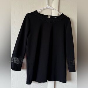 Karl Lagerfeld Black blouse with Lace Collar and Cuffs